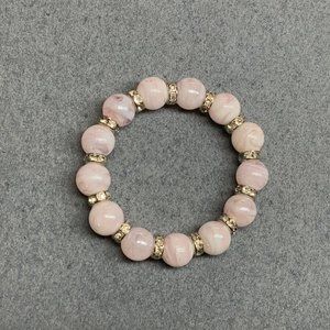 Marbled Bracelet Barbie Pale Pink Silver Rhinestone Soft Girl Retro Cottage